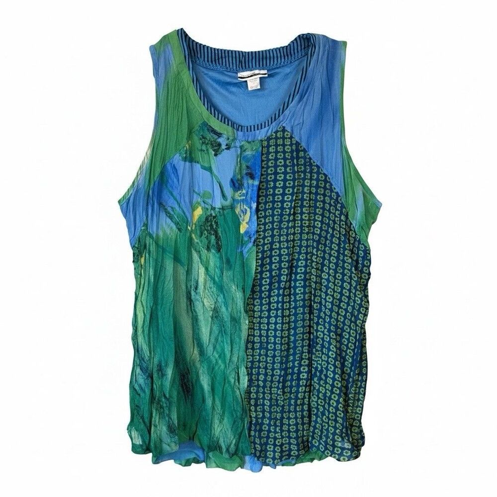Mirror Image Tank Top-Boho Chic Colorful Geo-Tie Dye Summer Lined Size P/L